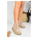 Fox Shoes Beige Suede Women's Boots