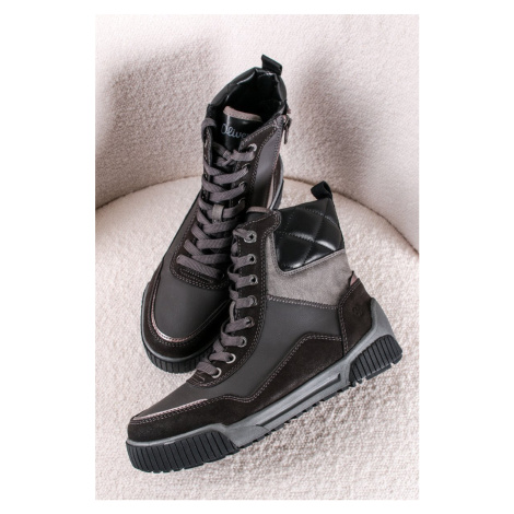 Čierne členkové šnurovacie topánky 5-25239 s.Oliver
