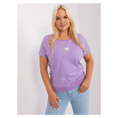 Purple plus size blouse with rhinestones