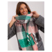 Green-gray long checkered women's scarf