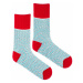 Červeno-modré ponožky s prímesou vlny Vlnáč Porybný