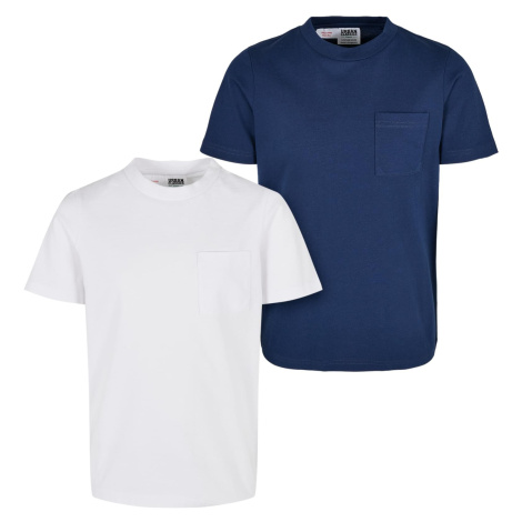 Basic T-shirt for boys made of organic cotton, 2 pack, white/navy blue Urban Classics