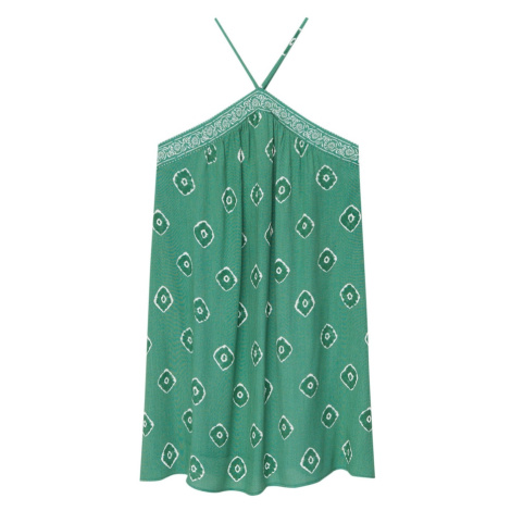 Pull&Bear Letné šaty  zelená / biela Pull & Bear