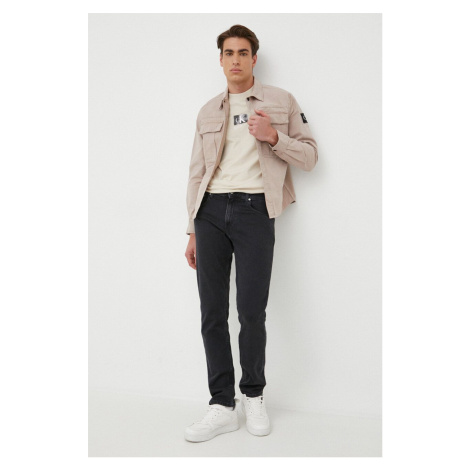 Bavlnená košeľa Calvin Klein Jeans pánska, ružová farba, regular, s klasickým golierom