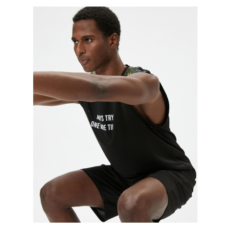 Koton Athlete Tank Slogan Printed Sleeveless Reflector Detailed