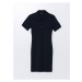 LC Waikiki LCW Shirt Collar Straight Short Sleeve Women Dress