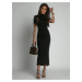 Black pencil turtleneck midi dress