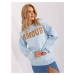 Light blue insulated sweatshirt without hood