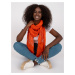 Dark orange scarf with decorative appliqué