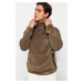 Trendyol Limited Edition Khaki Regular/Normal Cut Printed Anti-Pilling Fleece Sweatshirt