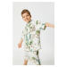 Koton Boys' Short Sleeve Cactus Print Linen Shirt with One Pocket 3skb60088tw