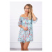 Shoulder dress with mint floral pattern