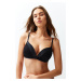 Trendyol Black Modal Satin Detailed Rope Straps Plumping Effect Non-wired Covered Knitted Bra