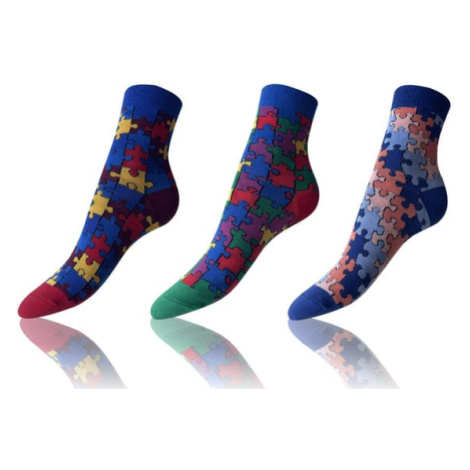 Bellinda CRAZY KIDS SOCKS 3x - Detské bláznivé ponožky 3 páry - tmavo červená - tmavo modrá - ze