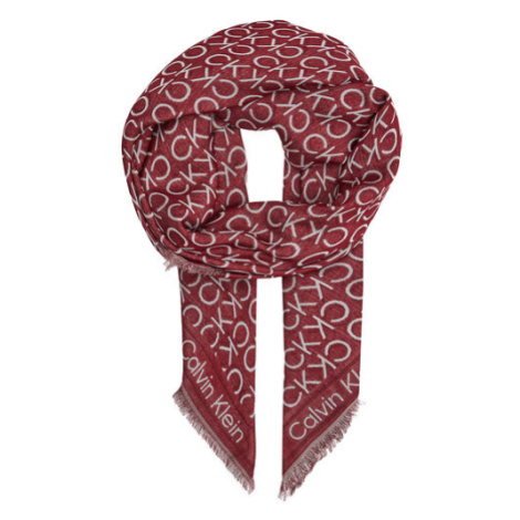 Calvin Klein Šál/Šatka Monogram Jacquard Scarf 130X130 K60K608779 Červená