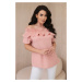 Spanish blouse with decorative ruffle powder pink