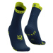 COMPRESSPORT Cyklistické ponožky klasické - PRO RACING V4.0 RUN HIGH - modrá/žltá