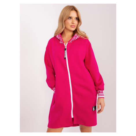 Fuchsia long sweatshirt with zipper