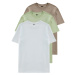 Trendyol Mink-Light Green-White Basic Slim/Slim Cut 100% Cotton 3-Pack T-Shirt