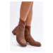 Women's low-heeled boots - brown Aphroteia
