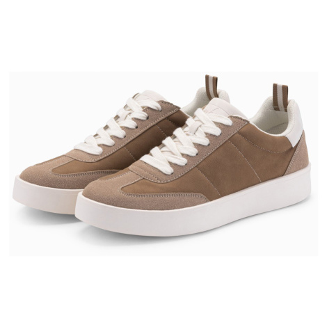 Ombre Old-school men's sneakers on thick sole - light brown