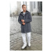 Trendyol Anthracite Men's Winter Wool Blend Hooded Stamp Winter Coat