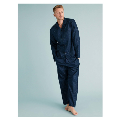Bodkovaná pyžamová súprava z čistej bavlny Marks & Spencer námornícka modrá
