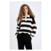 DEFACTO Regular Fit Striped Polo Neck Sweater