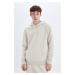 DEFACTO Regular Fit Hooded Pocket Soft Furry Basic Plain Sweatshirt