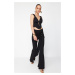 Trendyol X Zeynep Tosun Black Knitted Trousers with Accessory Detail