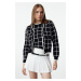 Trendyol Black Plaid/Checked Set Product Knitwear Cardigan