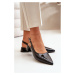 Patent leather ballerinas with low heels with pointed noses black Anarinne