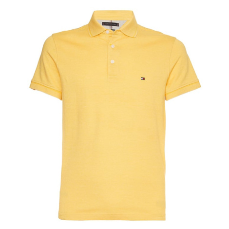 Tommy Hilfiger Polo tričko - MOULINE TIPPED SLIM POLO žlté