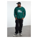 Trendyol Emerald Green Plus Size Oversize/Wide Cut Embroidered Sweatshirt