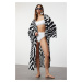 Trendyol Zebra Patterned Belted Maxi Woven 100% Cotton Kimono&Caftan