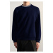 Trendyol Indigo Premium Oversize/Wide Cut Collar Knitwear Band Basic Polar Fleece Sweatshirt