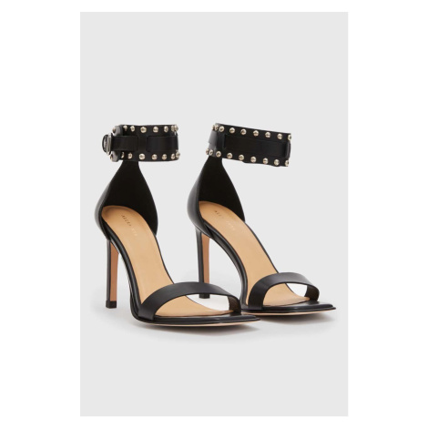 Kožené sandále AllSaints ALMA dámske, čierna farba, na vysokom podpätku, WF027Z