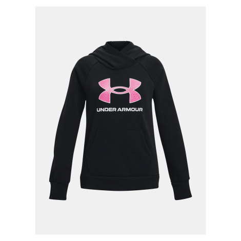 Ružovo-čierna dievčenská športová mikina Under Armour Rival Fleece BL Hoodie