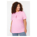 Trendyol Curve Pink Wide Pattern Knitted Embroidery T-Shirt