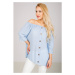 Elegant women's blouse with buttons - blue