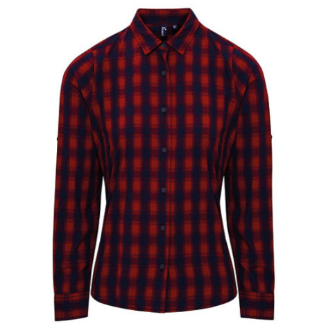 Premier Workwear Dámska bavlnená košeľa s dlhým rukávom PR350 Red