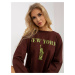 Dark brown and yellow oversize long sweatshirt with slogan