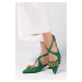 Mio Gusto Jenifer Green Color Short Heels Women's Shoes