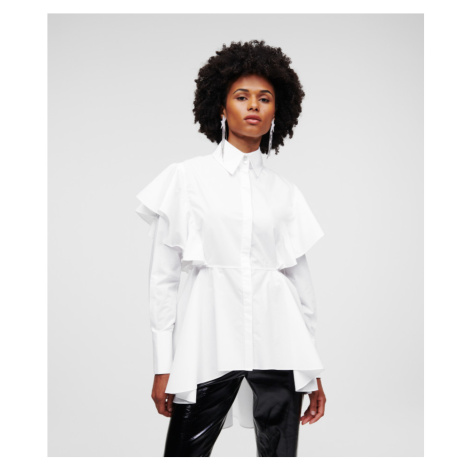 Košeľa Karl Lagerfeld Hun'S Pick Ruffle Poplin Shirt Biela