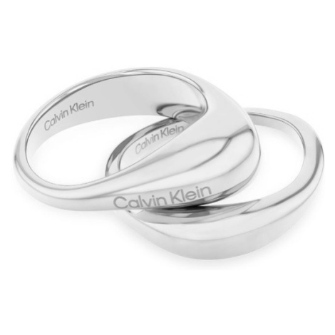 Calvin Klein Štýlová súprava oceľových prsteňov Elongated Drops 35000447 52 mm