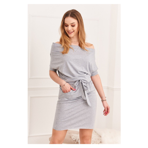 Light gray dress with tie FASARDI