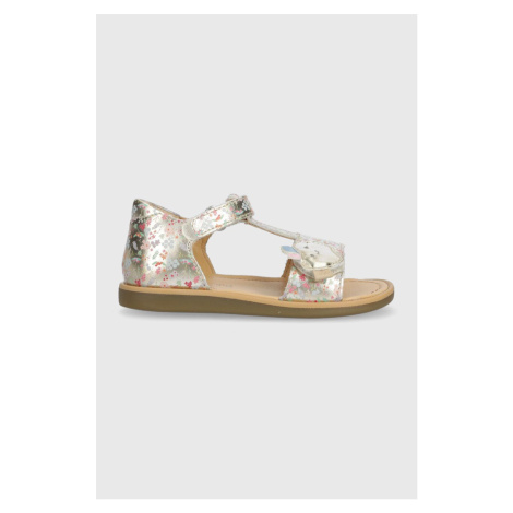 Detské kožené sandále Shoo Pom zlatá farba