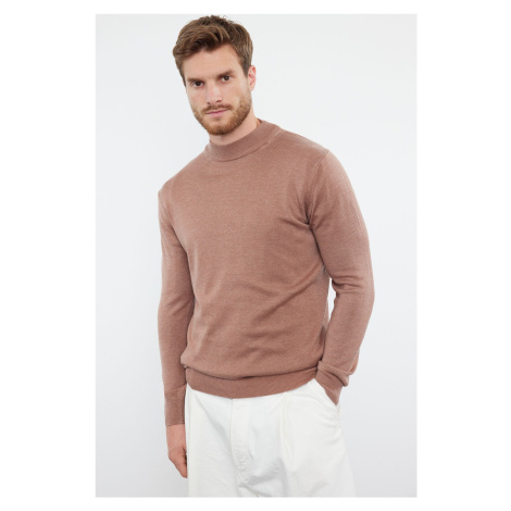 Trendyol Brick Slim Cotton Half Turtleneck Plain Knitwear Sweater