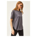 Olalook Women's Smoky Modal Touch Soft Textured Six Oval T-Shirt