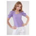 Bigdart 0409 Square Collar Knitted Blouse - Lilac